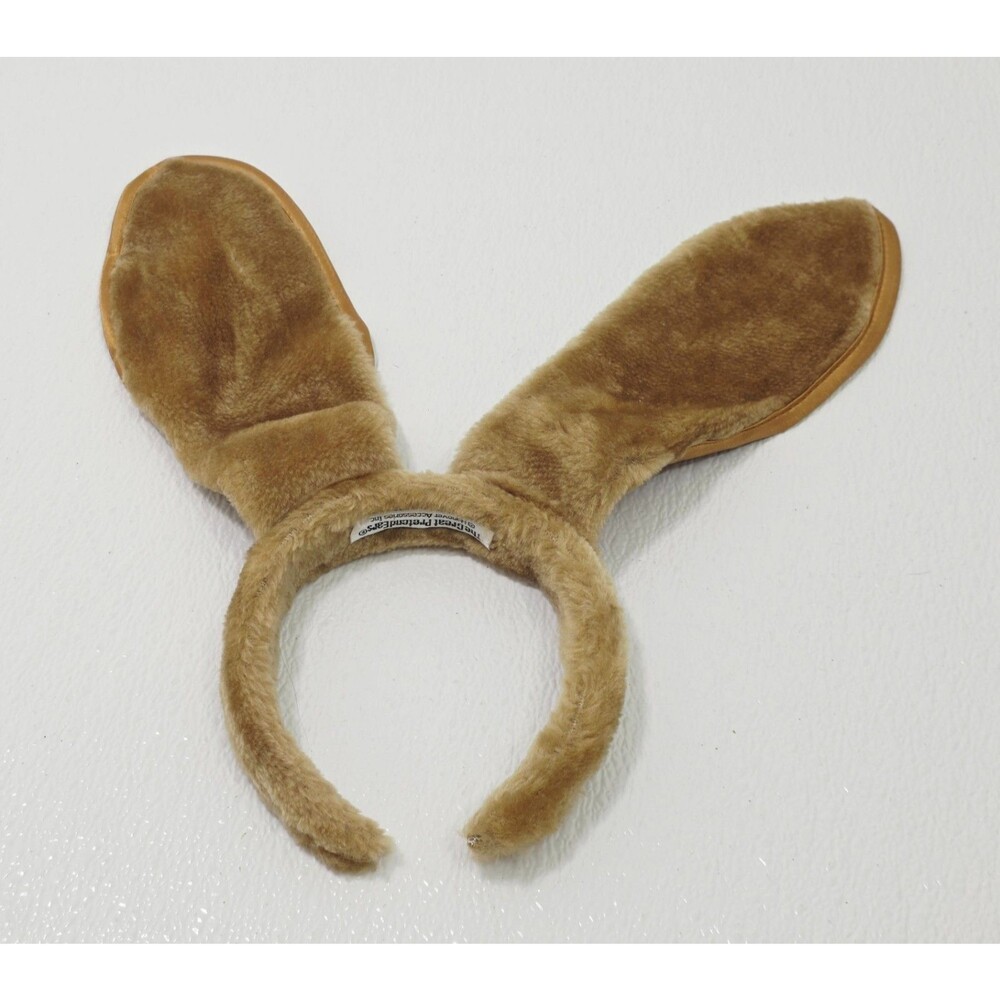 Vintage Brown Plush Floppy Bunny Ears Headband Costume Accessory Rare Halloween
